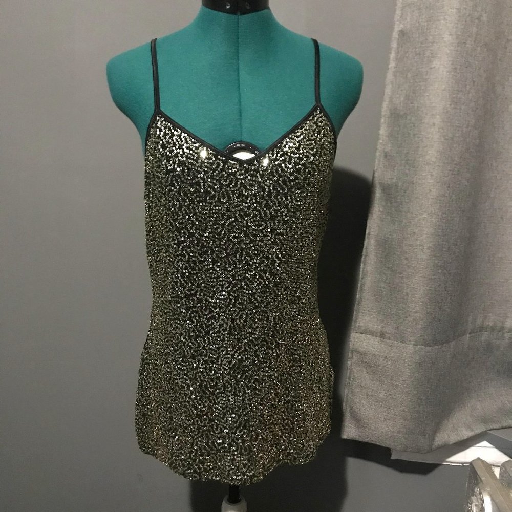 EXPRESS gold/black sequins camisole